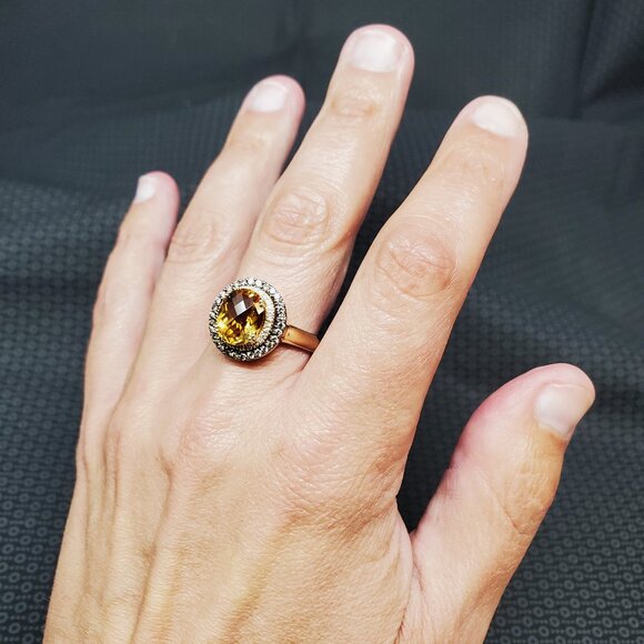 Le Vian 14k Honey Gold 2.75 cttw Citrine & Diamond Ring 7.3g. Size 12 - Picture 13 of 16